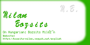milan bozsits business card